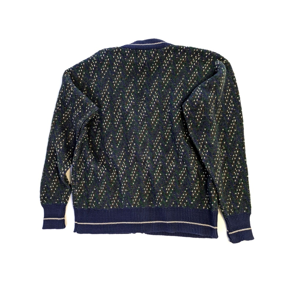 Prima Maglia Vintage Wool Blend Cardigan Sweater Mens Medium Blue Green USA Made - Picture 3 of 7
